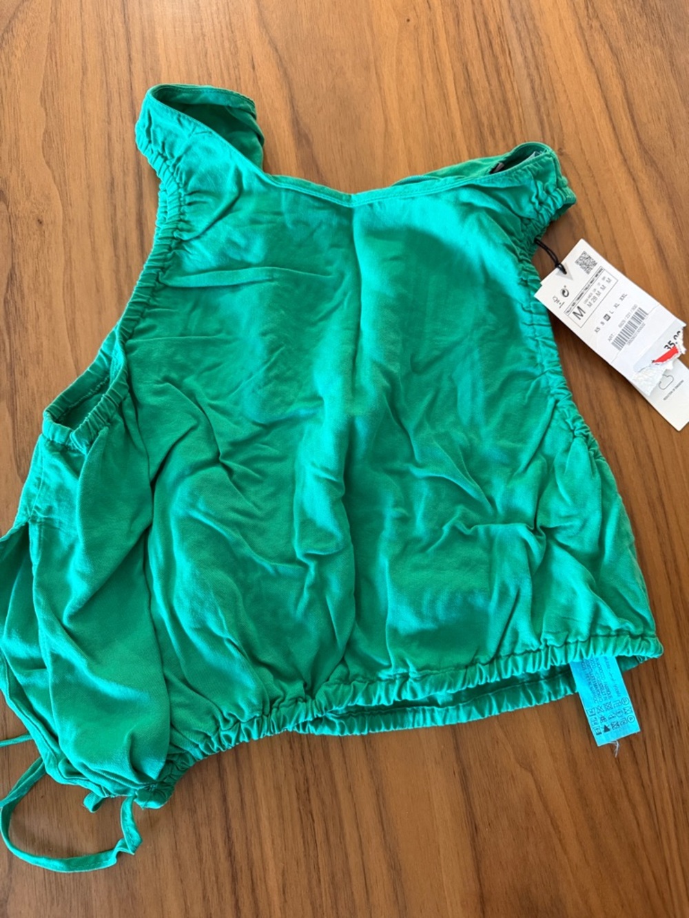 Zara Teal Green Drawstring Crop Tank Top